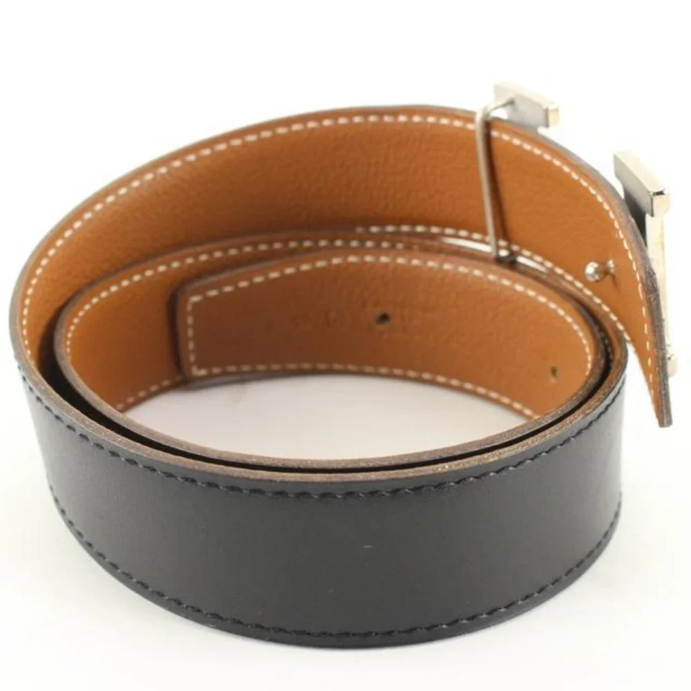 Hermès 32mm Martelee Reversible H Logo Belt Hammered Buckle 85h629s